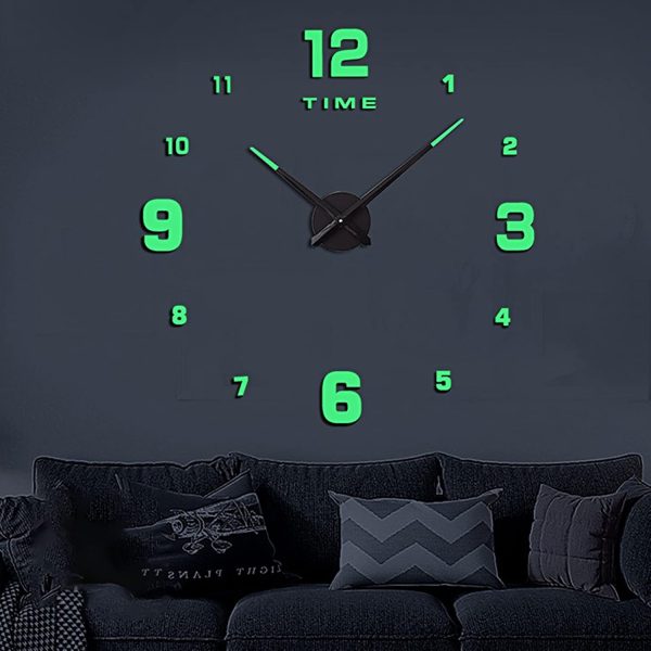 Modern Wooden Wall Clock with Luminous Numbers - Decorative Glow Clock for Home